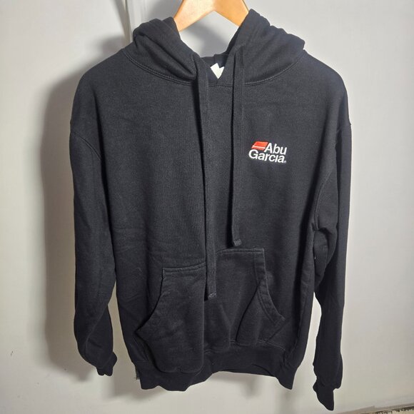 Abu Garcia Embroidered Black Hoodie Sweatshirt Size Large Fishing Hoodie - Picture 2 of 4